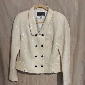 Rickie Freeman for Teri Jon Cream Sequin Blazer